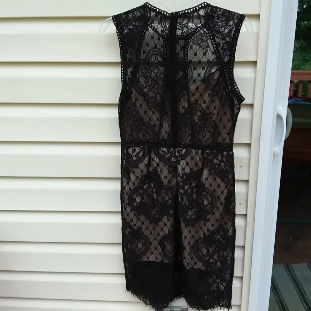 Main Strip Black Lace Dress Sz L